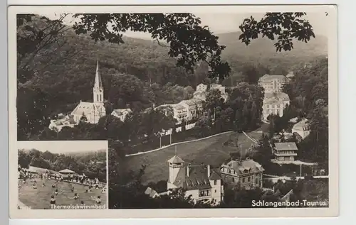 (79062) Foto AK Schlangenbad, Gesamtansicht u. Thermalschwimmbad, 1941