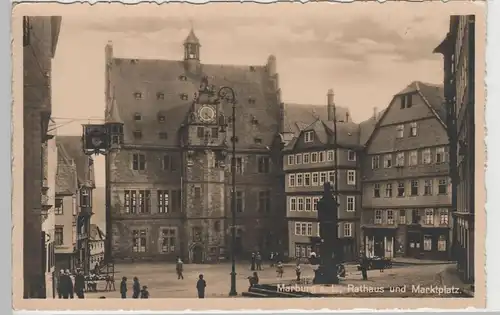 (78961) Foto AK Marburg a.d. Lahn, Rathaus und Marktplatz, vor 1945