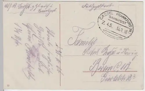 (7829) AK Marburg, Universität, Feldpost, Bahnpost 1916