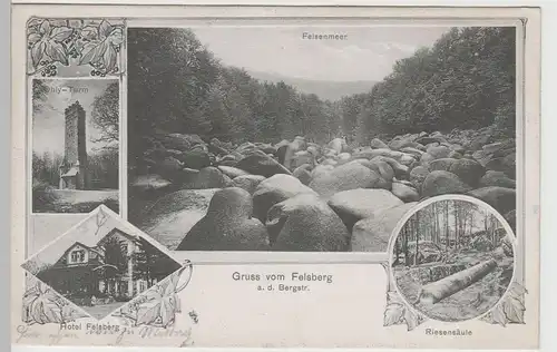 (76782) AK Gruss vom Felsberg a.d. Bergstraße, Mehrbildkarte 1910er