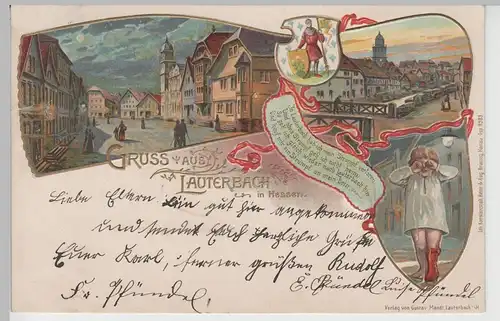 (76784) AK Gruss aus Lauterbach in Hessen, Präge Litho 1904