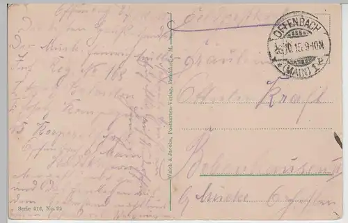 (74885) AK Offenbach am Main, Alicenplatz mit Rathaus, Feldpost 1915