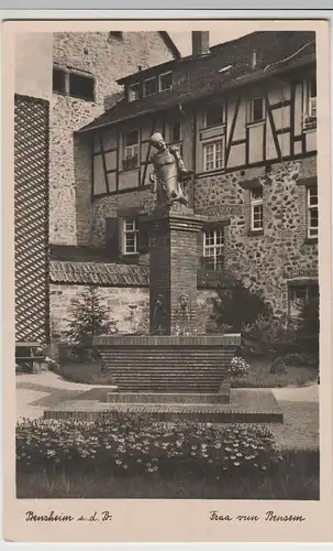 (73337) Foto AK Bensheim, Denkmal der Fraa vun Bensem, 1949