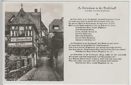 (65620) Foto AK Zu Rüdesheim in der Drosselgass, Drosselhof, m. Gedicht