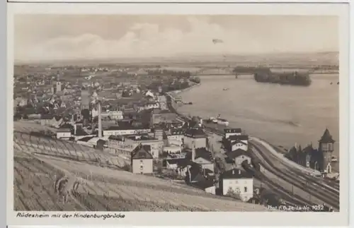 (6346) Foto AK Rüdesheim am Rhein, Hindenburgbrücke 1935
