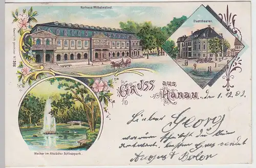 (60251) AK Gruss aus Hanau, Mehrbild Litho 1902