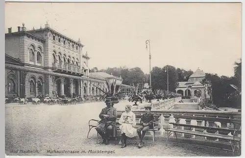 (57647) AK Bad Nauheim, Kurhausterrasse, Musiktempel 1908