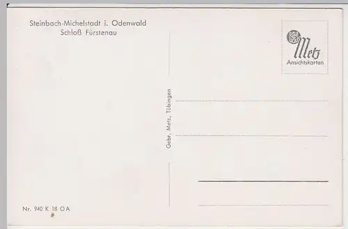 (56614) AK Steinbach bei Michelstadt im Odenwald, Schloss Fürstenau vor 1945