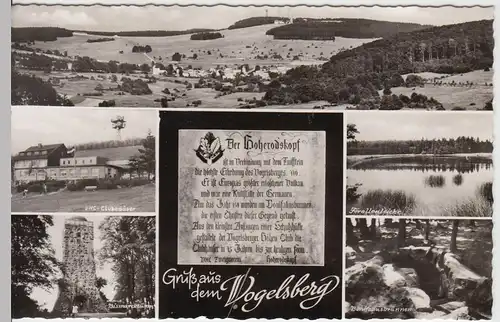 (54639) Foto AK Vogelsberg, Mehrbildkarte m. Taufstein, Forellenteiche, 1967