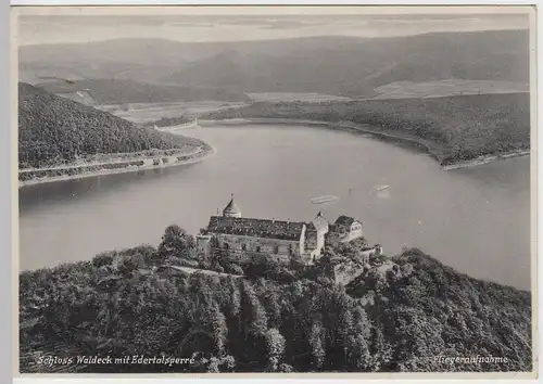 (51539) AK Schloß Waldeck mit Edertalsperre, Fliegeraufnahme, 1931