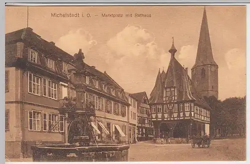 (36374) AK Michelstadt, Marktplatz mit Rathaus, 1913