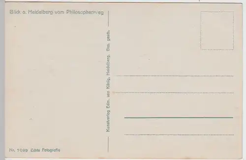 (53842) Foto AK Heidelberg, Blick vom Philosophenweg, vor 1945