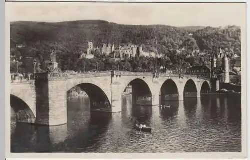 (5011) Foto AK Heidelberg, Schloss, alte Neckarbrücke, vor 1945