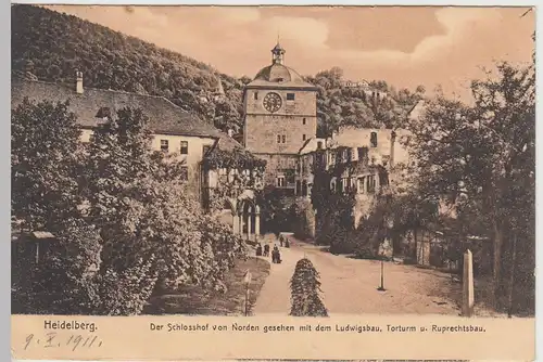 (43528) AK Heidelberg, Schloss, Ludwigsbau, Torturm, Ruprechtsbau 1911