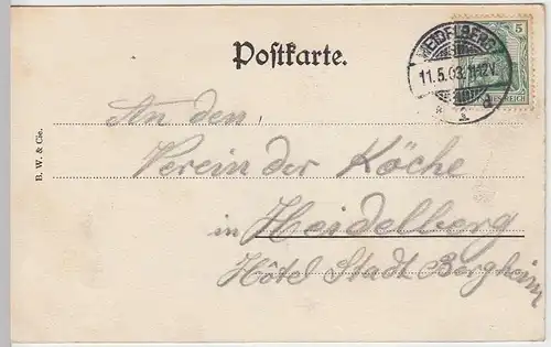 (33108) AK Heidelberg, Hotel de l'Europe, das große Fass, 1903