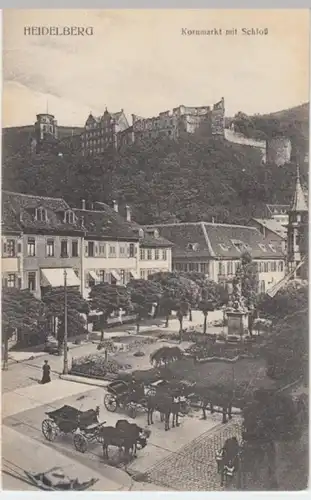 (2694) AK Heidelberg, Kornmarkt, Schloss 1908