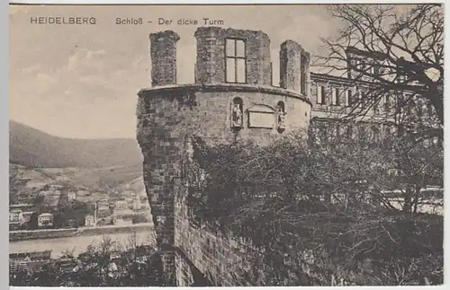 (23316) AK Heidelberg, Schloss, Dicker Turm, vor 1945