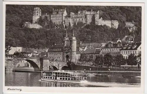 (14702) Foto AK Heidelberg, Alte Brücke, Schloss 1965