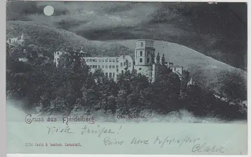 (113944) AK Gruß aus Heidelberg, Schloss, Mondscheinkarte 1899