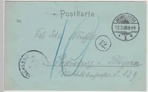 (113944) AK Gruß aus Heidelberg, Schloss, Mondscheinkarte 1899