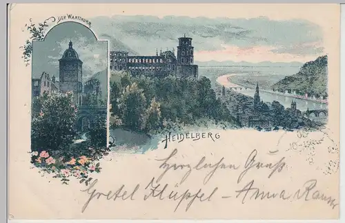 (113044) AK Heidelberg, Schloss u. Wartturm 1902