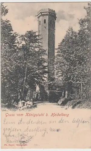 (111405) AK Gruss vom Königstuhl bei Heidelberg, Turm, 1903