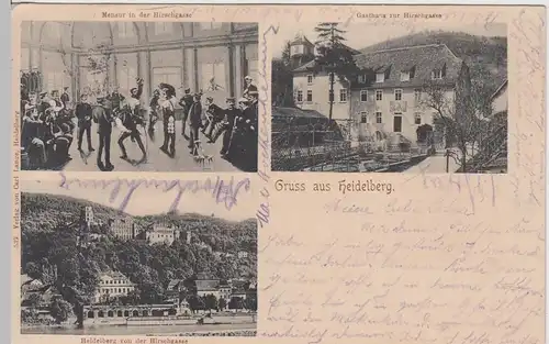 (109809) AK Gruß aus Heidelberg, Gasthaus zur Hirschgasse, Mensur 1902