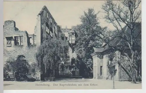 (107544) AK Heidelberg, Schloss, Ruprechtsbau mit Erker, 1905