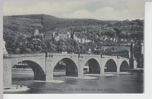 (107543) AK Heidelberg, Die alte Brücke mit Schloss, 1906