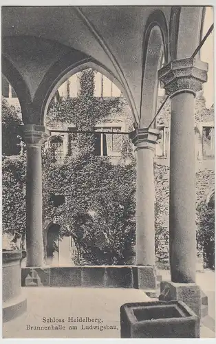 (107050) AK Heidelberg, Schloss, Brunnenhalle am Ludwigsbau, um 1906