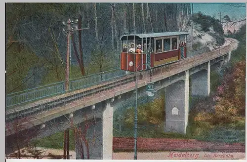 (101254) AK Heidelberg, Bergbahn, aus Leporello, vor 1945