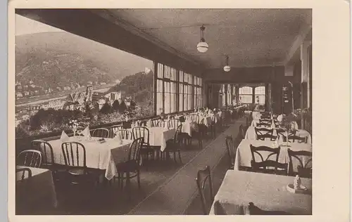 (101253) AK Restaurant Molkekur, Blick auf Schloss Heidelberg 1934