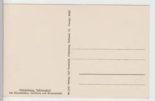 (101252) Foto AK Heidelberg, Ruprechtsbau, Wartturm, Torturm, Brunnenhalle, vor