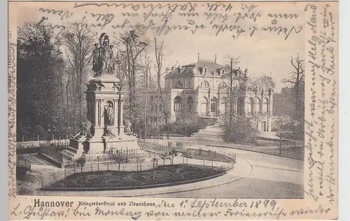 (97154) AK Hannover, Kriegerdenkmal und Neueshaus, 1899