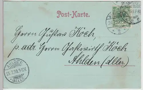 (97151) AK Gruss aus Hannover, Georgstr., Packhofstr. Mondscheinkarte 1899