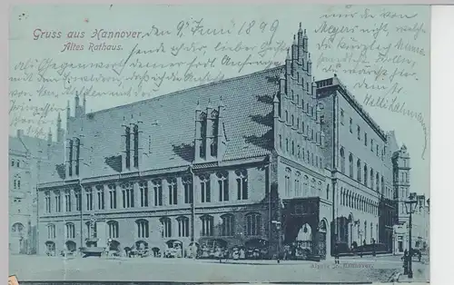 (97150) AK Gruss aus Hannover, Altes Rathaus, Mondscheinkarte 1899