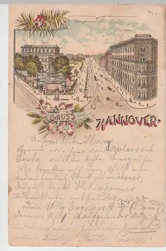 (96093) Künstler AK Gruß aus Hannover, Georgstraße, Cafe Kröpcke 1897