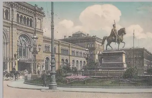(95095) AK Hannover, Hauptbahnhof, Ernst August Denkmal 1907