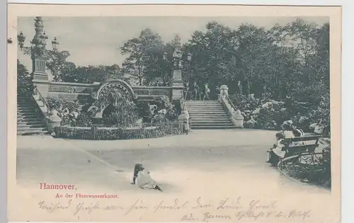 (91383) AK Hannover, Brunnen an Treppenanlage Flusswasserkunst 1905