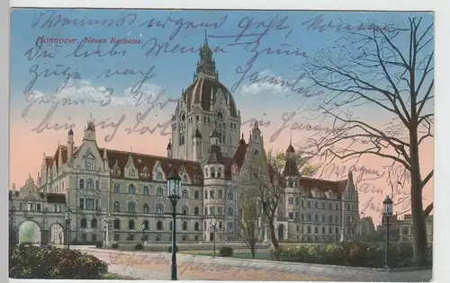 (91374) AK Hannover, Neues Rathaus 1917