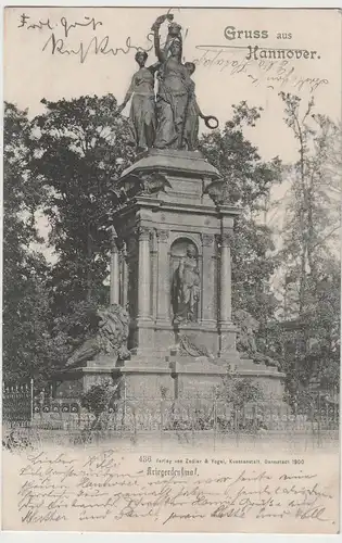 (79577) AK Gruss aus Hannover, Kriegerdenkmal, 1901