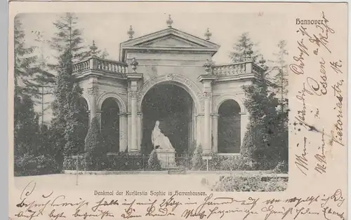 (75946) AK Hannover, Herrenhausen, Denkmal Kurfürstin Sophie 1904