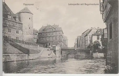 (71934) AK Hannover, Leinepartie mit Beguinenturm, 1907