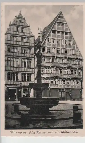 (69420) AK Hannover, Marktbrunnen, Fachwerkhäuser, vor 1945