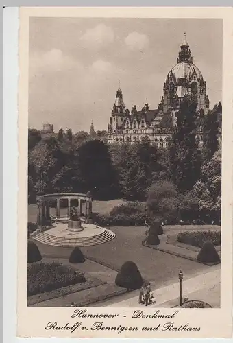 (53855) AK Hannover, Denkmal Rudolf v. Benningsen und Rathaus, 1940