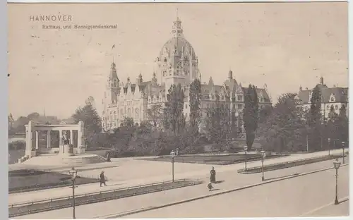 (42638) AK Hannover, Rathaus, Bennigsendenkmal 1910