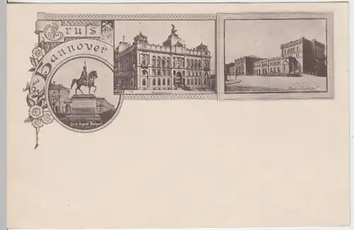 (15348) AK Gruß aus Hannover, Postamt, Bahnhof, bis 1905
