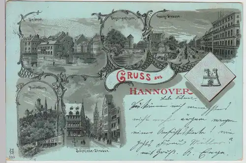 (115736) AK Gruss aus Hannover, Mehrbild Litho 1902