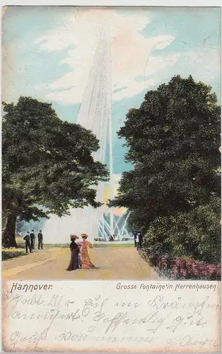 (115609) AK Hannover, Große Fontaine in Herrenhausen 1907