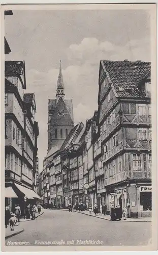 (115607) AK Hannover, Kramerstraße mit Marktkirche 1940/50er